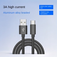 Câble de données de charge rapide 3A Micro-USB vers Type-C Gaine en PVC Tressé Câble de téléphone portable