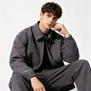 Veste en jean vintage en toile, style workwear japonais, col pointu, poignets élastiques, coupe ample, coupe-vent, imperméable, streetwear décontracté pour le quotidien - Product Image 6