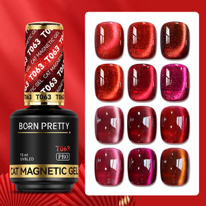 BORN PRETTY PRO 15ml nouvelle formule de mise à niveau sans Hema Bourgogne chat gel magnétique sang cerise rouge oeil de chat vernis à ongles art vernis - Product Image 1