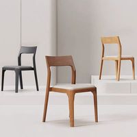 Chaise en bois massif moderne empilable, meubles d'intérieur, chaise de café, chaise de salle à manger rembourrée en cuir