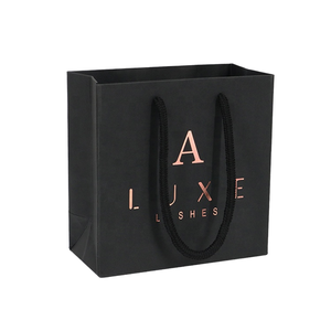 Giá bán buôn sang trọng màu đen nhỏ quà tặng bao bì giấy mua sắm túi biểu tượng tùy chỉnh in với dây thừng xử lý - Product Image 1
