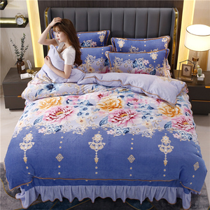 Parure de lit en velours épais et <span class=keywords><strong>flanelle</strong></span> Sunny Textile avec jupe de lit, housse de couette et taies d'<span class=keywords><strong>oreiller</strong></span> - Product Image 4