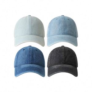 Casquette de baseball en denim délavé vintage, casquette de sport, course et golf, unisexe, 6 panneaux, profil bas, en coton non structuré, teinte pigmentaire, style Dad Hat - Product Image 1