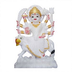 Statue de Durga Maa en marbre alabaste unique, faite à la main, polie, de luxe, religieuse, durable, décoration d'intérieur - Product Image 1