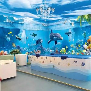 Papel Tapiz 3D Moderno con Diseño de Océano, Mural de Mundo Submarino, Ecológico, para Habitación Infantil, Piscina - Product Image 3