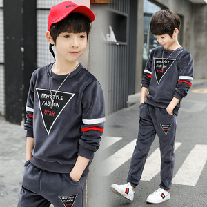 ชุดเสื้อผ้าเด็กผู้ชายคุณภาพสูง ดีไซน์หล่อเท่ พร้อมป้ายแบรนด์ส่วนตัว พิมพ์ลายตัวอักษร ผ้า Worsted - Product Image 1