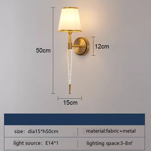 Appliques murales décoratives modernes, lampe de chevet avec abat-jour en tissu doré, luminaire mural pour salon, couloir, intérieur - Product Image 4