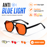 QSKY 174 Lunettes anti-lumière bleue légères avec verres rouges 99% anti-fatigue, verres orange, monture TR90