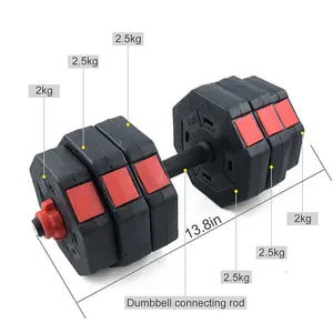 Pe Lapisan Plastik Pria Kebugaran 10 20 30 40 Kg 50Kg Barbel Adjustable Semen Peralatan Gym Dumbbell Set untuk Angkat Berat