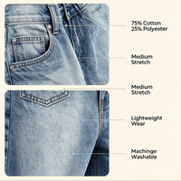 Jean vintage bleu clair délavé, coupe droite, jambe large, taille basse, extensible, pour femme