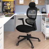 Chaise de bureau pivotante à dossier haut en maille, chaise de bureau à domicile, chaise de bureau ergonomique avec accoudoirs 3D réglables, chaise de direction en PU