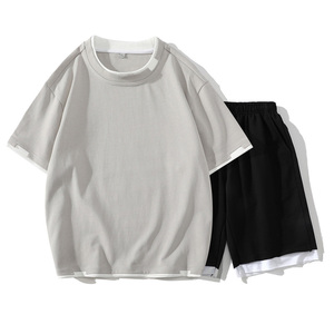 Prix d'usine, haute qualité, ensembles de t-shirts originaux pour hommes, Traje <span class=keywords><strong>Manga</strong></span> Corta, ensembles de t-shirts lourds 2 pièces pour tenue quotidienne - Product Image 3