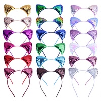 Xintian Kids Bestseller transfrontalier : Bandeau de dessin animé mignon, boutons de manchette, accessoire sportif à oreilles de chat avec paillettes écailles de poisson style revers