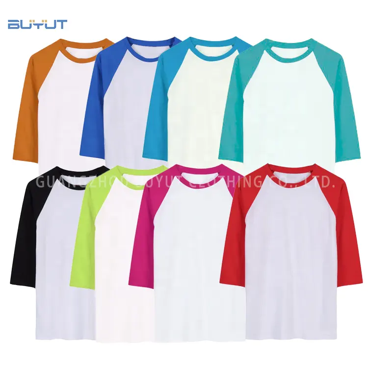 Fashion wholesale raglan 34 polyester tee shirts Plain 100 Polyester Pastel contrast color T Shirt For Sublimation Printing