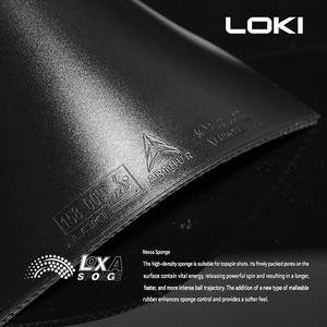 Caoutchouc de tennis de table LOKI Arthur Europe, certification ITTF, mi-adhésif, mi-non-adhésif, éponge en carbone haute densité - Product Image 4