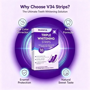 Bandes blanchissantes pour les dents V34 violettes, 28 bandes, faible MOQ, prêtes à l'emploi, éliminateur de taches jaunes, sans sensibilité, 4 tons plus blancs, vente en gros, 7 - Product Image 2