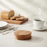 Sous-verres de luxe en bois d'acacia naturel irrégulier, écologiques, de 10 cm de diamètre, en forme de fleur de hêtre, pour table et café, vente en gros
