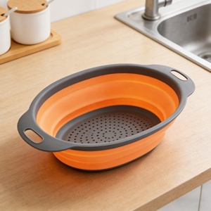 Multifunctional Foldable Food Grade Silicone Sink <b>Drain</b> <b>Basket</b> Colander Set for Home Kitchen Use Dishwasher Safe - Product Image 3