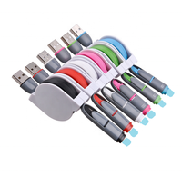 Kabel pengisi daya USB mikro 8 Pin dapat ditarik 2 in 1 untuk ponsel