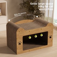 Mobilier de luxe pour chat : Griffoir et lit tout-en-un en carton durable, anti-déchirure, pour toutes les saisons, avec structure d'escalade verticale et jouet