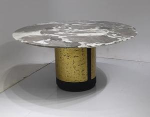 Meubles de restaurant vintage médiévaux, <span class=keywords><strong>table</strong></span> ronde <span class=keywords><strong>à</strong></span> <span class=keywords><strong>manger</strong></span> avec plateau en marbre, acier inoxydable de haute qualité, meubles de <span class=keywords><strong>salle</strong></span> <span class=keywords><strong>à</strong></span> <span class=keywords><strong>manger</strong></span> de villa - Product Image 2