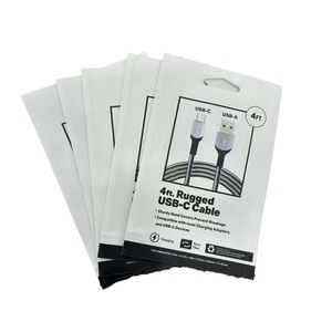 Sacs en plastique refermables personnalisables OEM, réutilisables, étanches, pochettes verticales pour câbles de données de <span class=keywords><strong>téléphone</strong></span> <span class=keywords><strong>portable</strong></span>, emballage en Mylar avec trou de suspension - Product Image 5