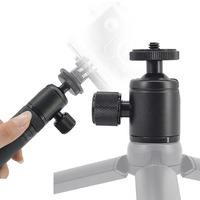 Großhandel Kamera Gimbal DSLR Hot Shoe Mount Kopf Mini 360 Grad Rotation Kugelkopf und Stativ Ein beins tativ Flash Led Light