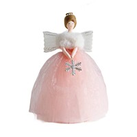Ornement de Noël à suspendre à la fenêtre, en forme de poupée ange avec couronne en cœur