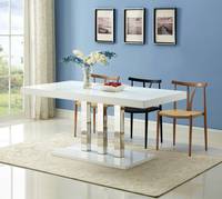 Moderne minimalist ische antike Esche Massiv Teakholz Esstisch Set Cabrio MDF Weiß PU Hochglanz farbe für Home Office