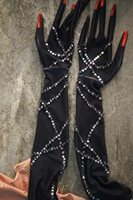 Combinaison sexy à manches longues avec gants pour célébrer un anniversaire, vêtements de danseuse, combinaison pour spectacle drag, combinaison pour femme, soirée en club, combinaison à strass
