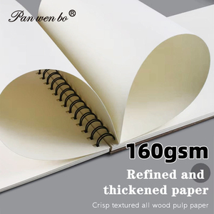 Panwenbo-Bloc-notes professionnel <span class=keywords><strong>A3</strong></span> A4 A5, 24 feuilles 160gsm, carnet de croquis à spirale pour artiste, charbon de bois pour croquis - Product Image 2