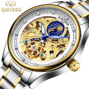 Montre mécanique automatique pour homme KINYUED, étanche 3BAR, bracelet en acier inoxydable, aiguilles lumineuses, luxe et mode - Product Image 1