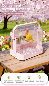 Cage à oiseaux carrée multifonctionnelle portable et anti-éclaboussures pour le transport, cage transparente pour perruches d'intérieur, construction en métal PET - Product Image 6