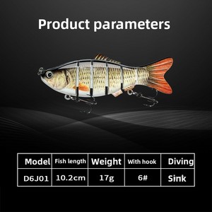 Esca Artificiale Realistica a 6 Segmenti Multi-Articolata in Acciaio Inossidabile, Swimbait Bionico per la Pesca di Spigola e Luccio - Product Image 4
