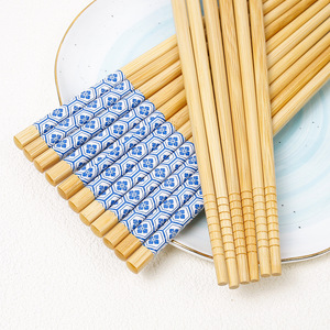 Baguettes en bambou en gros, usage domestique, baguettes en bambou moso imprimées, 24 cm, motif floral bleu et blanc, spirale - Product Image 4