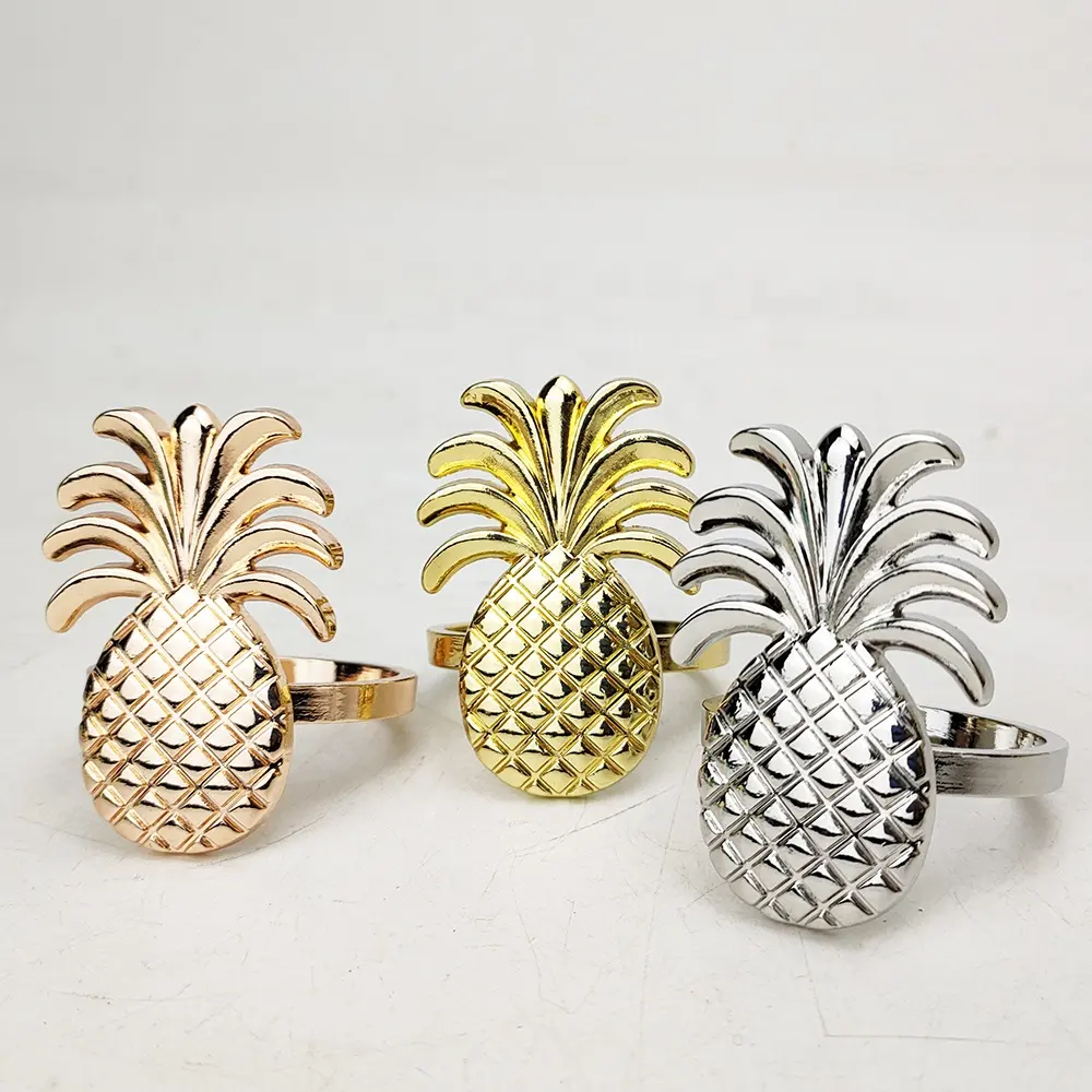Wholesale Wedding Metal fruit pineapple napkin ring gold plated