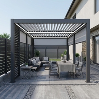 Pergola bioclimatique intelligente en aluminium sur mesure avec toit à lames orientables, éclairage LED, écran zip et structure résistante au vent