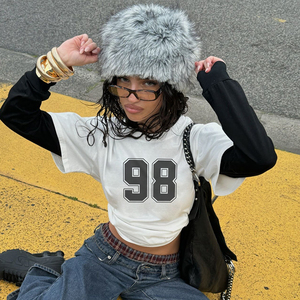 Camiseta con Estampado Digital para Mujer, Estilo Urbano, Holgada, Cuello Redondo, Informal, Prenda Exterior - Product Image 2