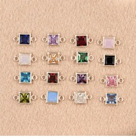 GP nouveau connecteur de lunette de pierre de naissance carrée 14k gold filled S925 connecteur permanent résultats de bijoux en gros