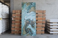 Panneau mural SPC imitation pierre imperméable, alternative au marbre, plusieurs designs disponibles, onyx bleu or, pour revêtement mural intérieur
