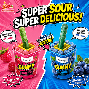 Vente en gros de bâtonnets de <span class=keywords><strong>bonbons</strong></span> gélifiés sucrés et juteux avec gel de trempage acidulé, <span class=keywords><strong>bonbons</strong></span> et confiseries personnalisés en gros ODM - Product Image 3