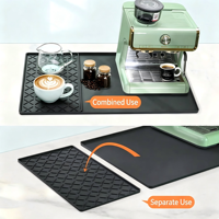 Tapis de bar à café en silicone résistant à la chaleur, tapis de séchage antidérapant de qualité alimentaire avec rainures pour la protection du comptoir de la machine à expresso