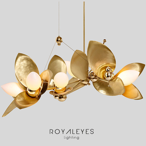 Американский простой новый дизайн, золотистые медные листья, подвесной светильник, декоративная люстра, современная люстра для гостиной - Product Image 6