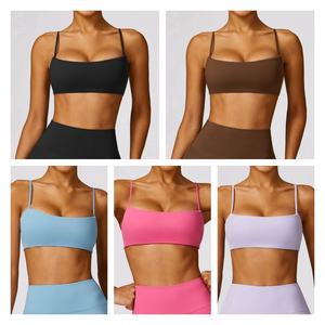 2025 personnalisé Yoga Legging femme vêtements de sport soutien-gorge femmes 4 pièces haut court manches longues Leggings Gym Fiess ensemble - Product Image 4