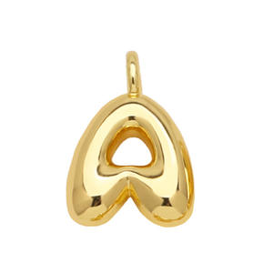 Collier en cuivre plaqué or 18 carats, lettres Hip Hop potelées, ballons à bulles, alphabet, bijoux pour hommes <span class=keywords><strong>et</strong></span> femmes - Product Image 4