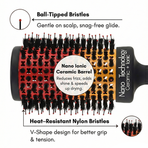 <span class=keywords><strong>Cepillo</strong></span> Redondo Térmico Personalizado que Cambia de Color, <span class=keywords><strong>Cepillo</strong></span> de Cerámica Activado por Calor con Cerdas de Jabalí para Desenredar y Peinar el Cabello - Product Image 4