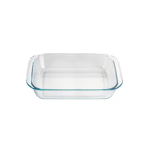 Plato para hornear de vidrio transparente de 2,2 L, para horno, Rectangular, para hornear, 1 pieza
