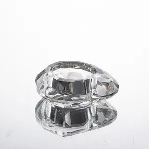 Zarif özelleştirilmiş elmas şekilli kristal Tealight mum etiket tutucu ev düğün masa süsü