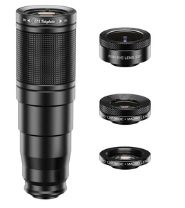 Objectif télescopique longue distance, objectif optique pour appareil photo mobile, housse pour selfie, objectif fisheye grand angle macro, télescope 22X, <span class=keywords><strong>kit</strong></span> d'objectifs 4 en 1 - Product Image 2