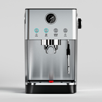 Machine à café expresso et cappuccino domestique en acier inoxydable avec manomètre, boutons lumineux et mousseur à lait pour café moulu